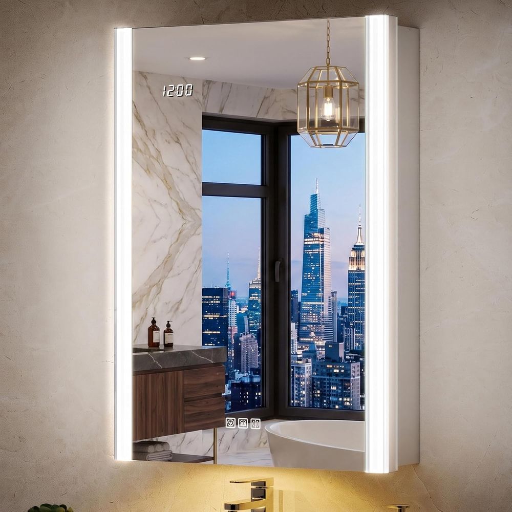 Smart Home Living Room - مرآة خزانة أدوية مضاءة 20x32 مع