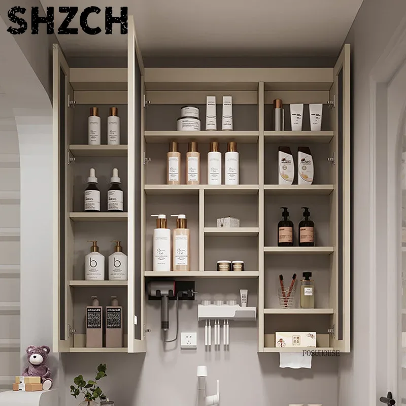 Smart Home Living Room - مرآة حمام عصرية سميكة مع خزانة