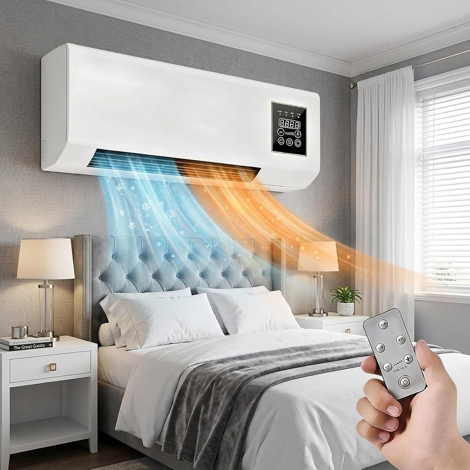 Smart Bathroom Fan - مكيف هواء جداري بقوة 1800 واط،