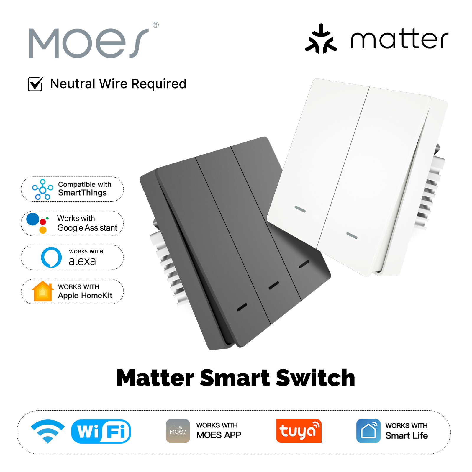 Smart Home Tablet - MOES Matter Tuya WiFi مفتاح الضوء