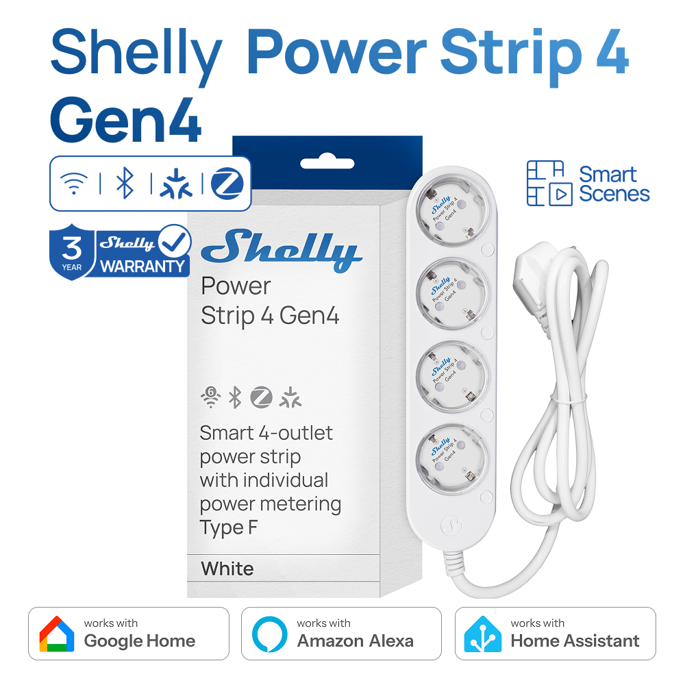 Smart Power Strip - Shelly قطاع الطاقة 4 Gen4 المكونات