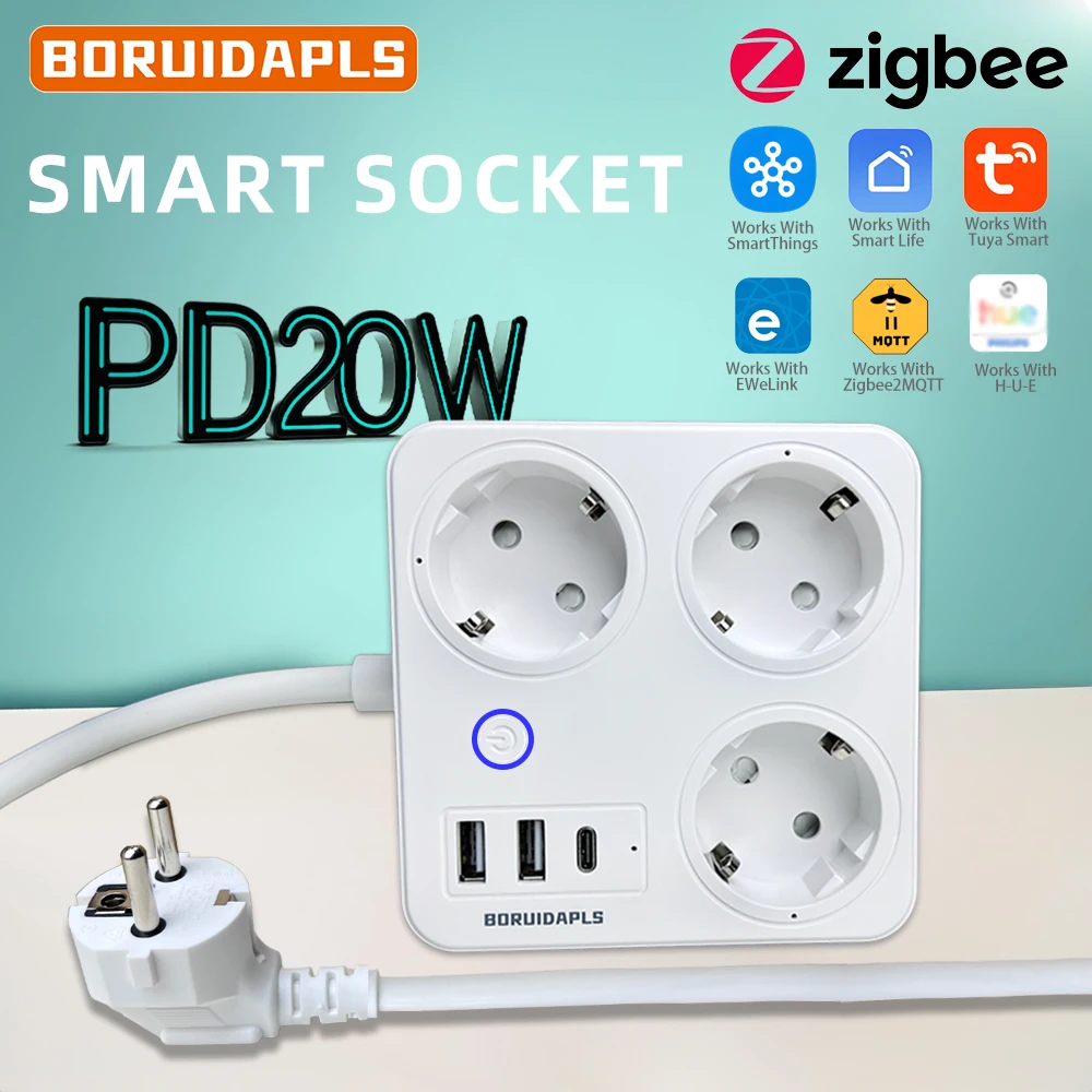 شريط طاقة ذكي BORUIDAPLS ZigBe - مراجعة Smart Power Strip وسعره