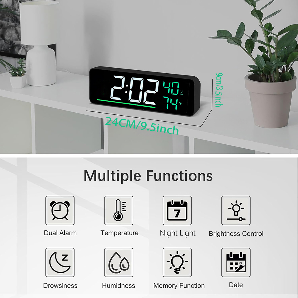 ساعة حائط رقمية LED مع مؤشر در - مراجعة Smart Home Living Room وسعره